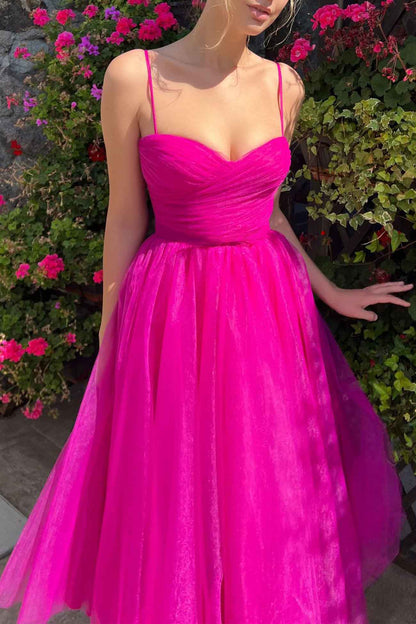 Color Mesh Strappy A-line Dress
