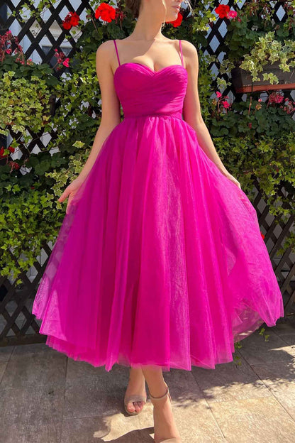 Color Mesh Strappy A-line Dress