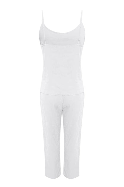 Color Cotton Spaghetti Straps Long Pants Set