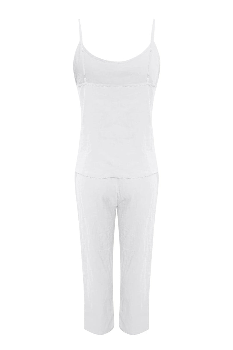 Color Cotton Spaghetti Straps Long Pants Set