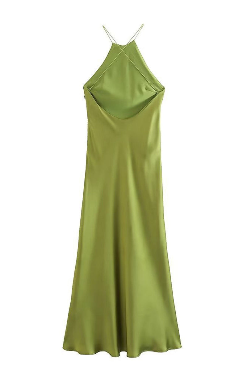 Halterneck Satin Backless Dress