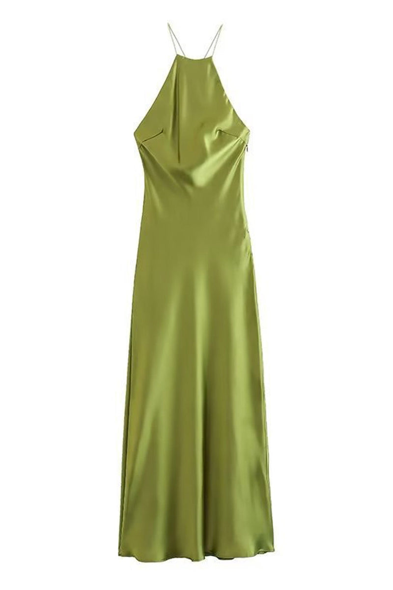 Halterneck Satin Backless Dress