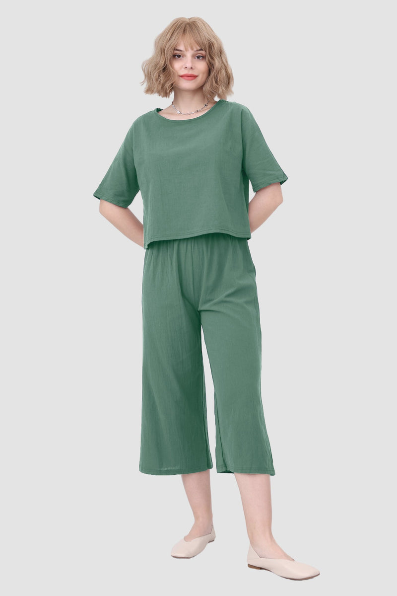 Short Sleeve Top & Elastic Waist Pants