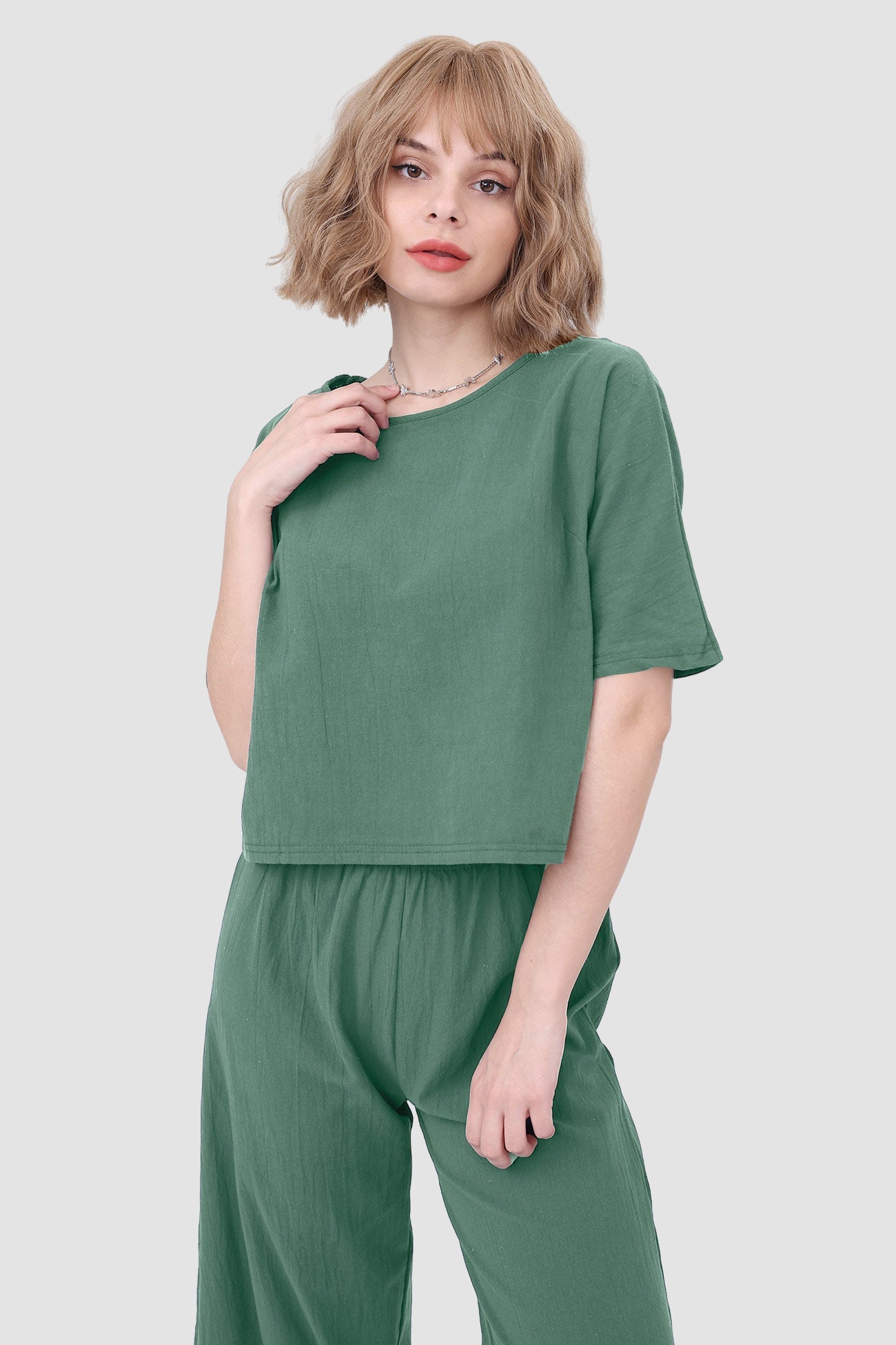 Short Sleeve Top & Elastic Waist Pants