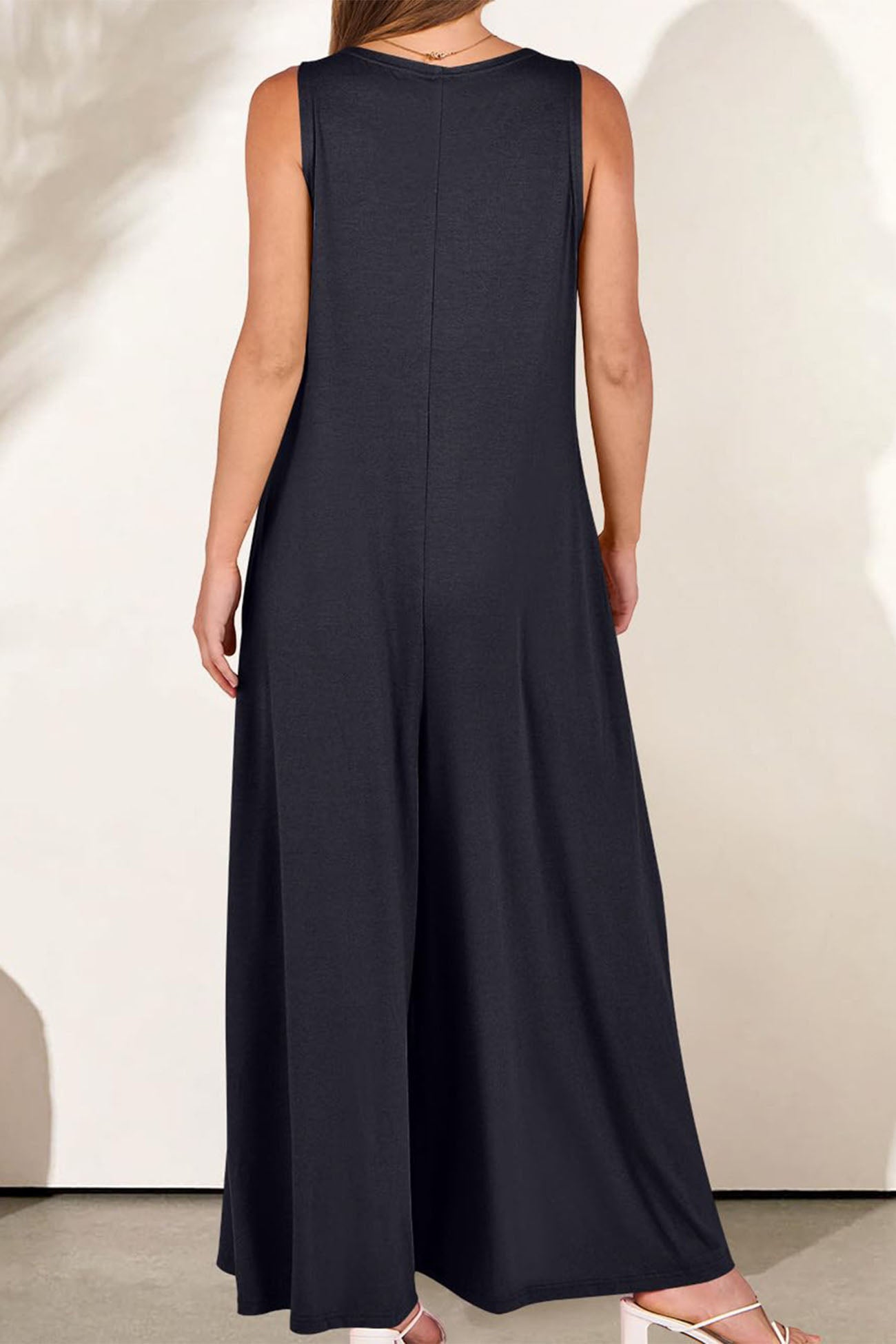 V Neck Pocket Wide Leg Jumpsuits
