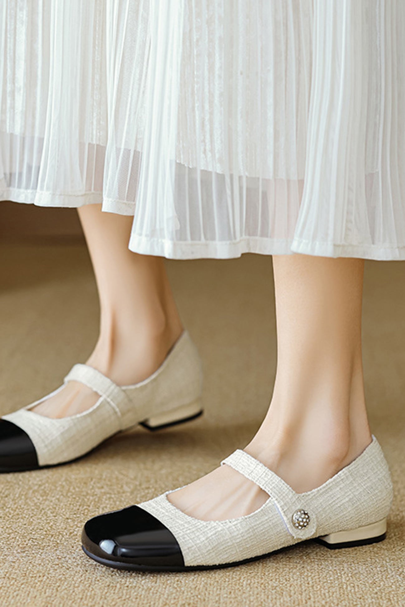 Splicing Color Round-toe Flats