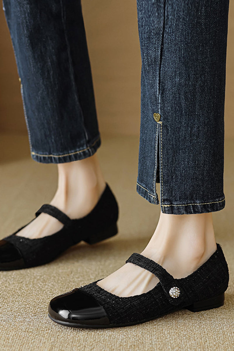 Splicing Color Round-toe Flats