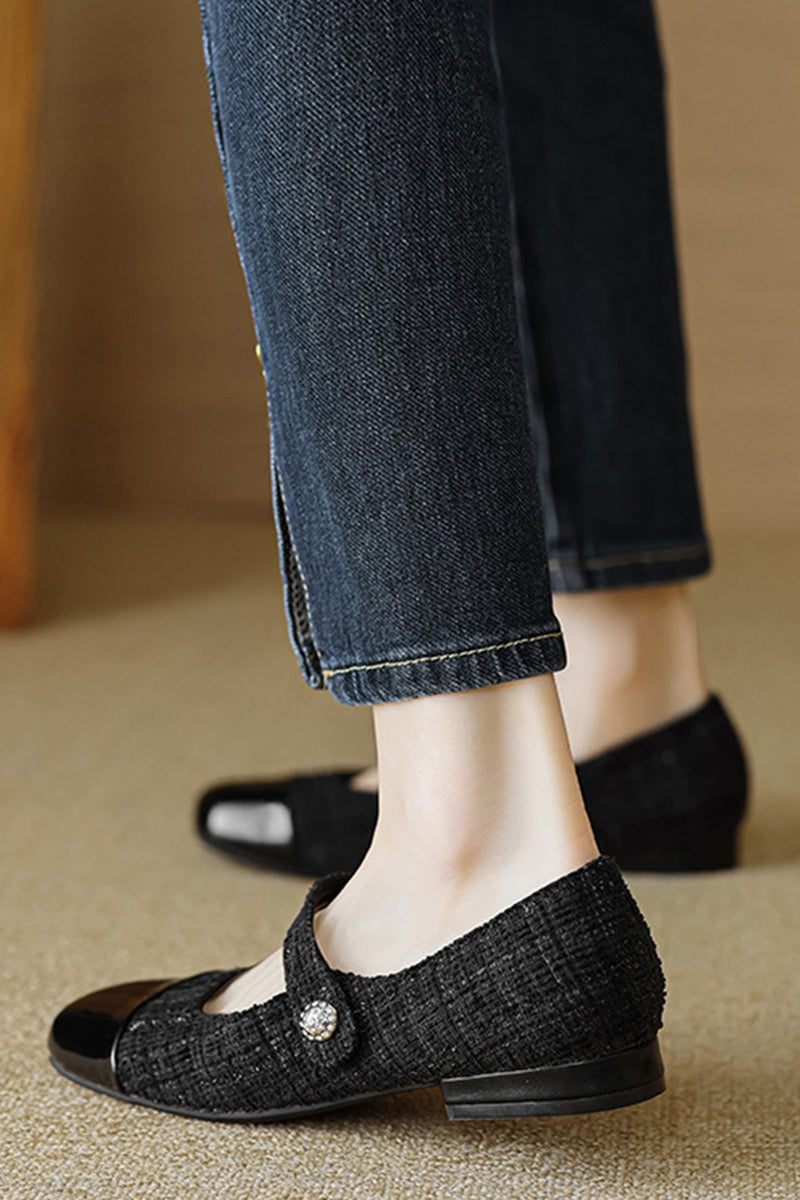 Splicing Color Round-toe Flats
