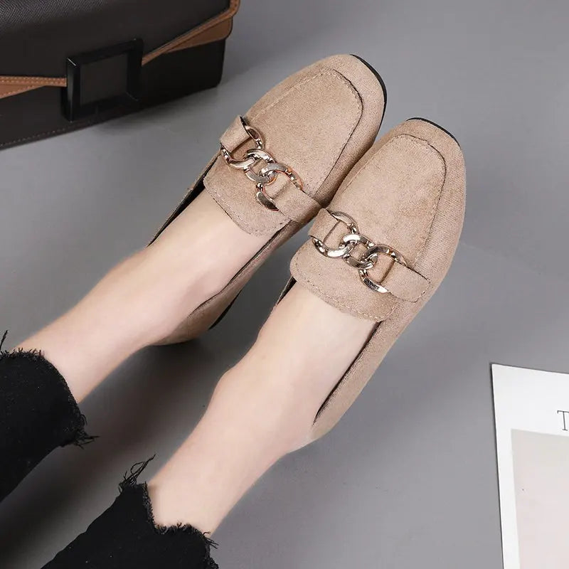Metal Decor Slip on Loafers Moccasins Big Size Flats Loafers