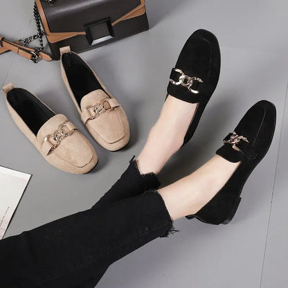 Metal Decor Slip on Loafers Moccasins Big Size Flats Loafers