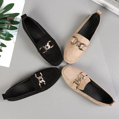 Metal Decor Slip on Loafers Moccasins Big Size Flats Loafers