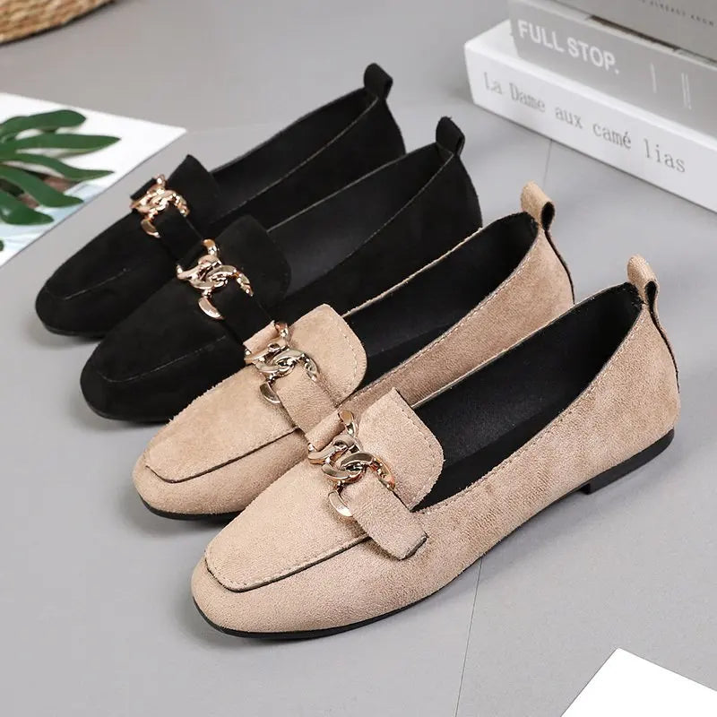 Metal Decor Slip on Loafers Moccasins Big Size Flats Loafers