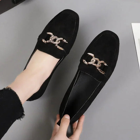 Spring Metal Slip on Big Size Mocassins Flats Loafers