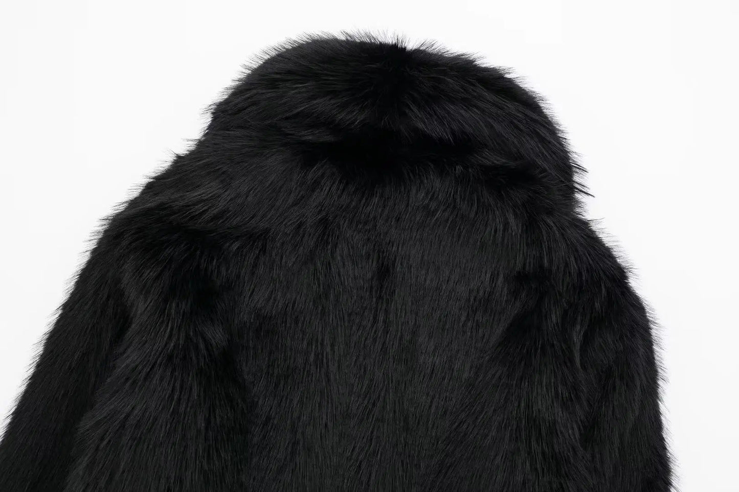 Spring Winter Cropped Faux Open Front Lapel Fluffy Plush Coat
