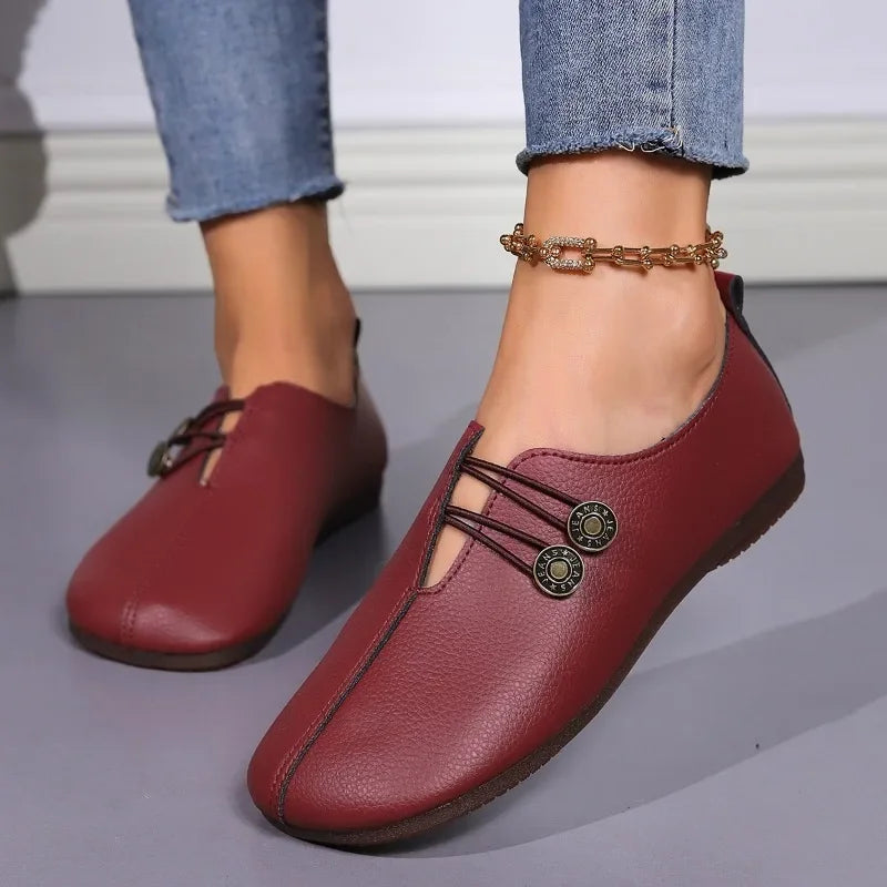 Soft Comfortable Non-slip Walking Light Leather Spring Flats Loafers