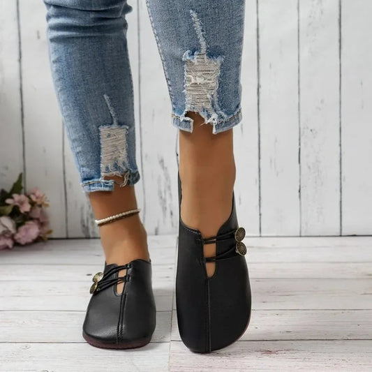 Soft Comfortable Non-slip Walking Light Leather Spring Flats Loafers