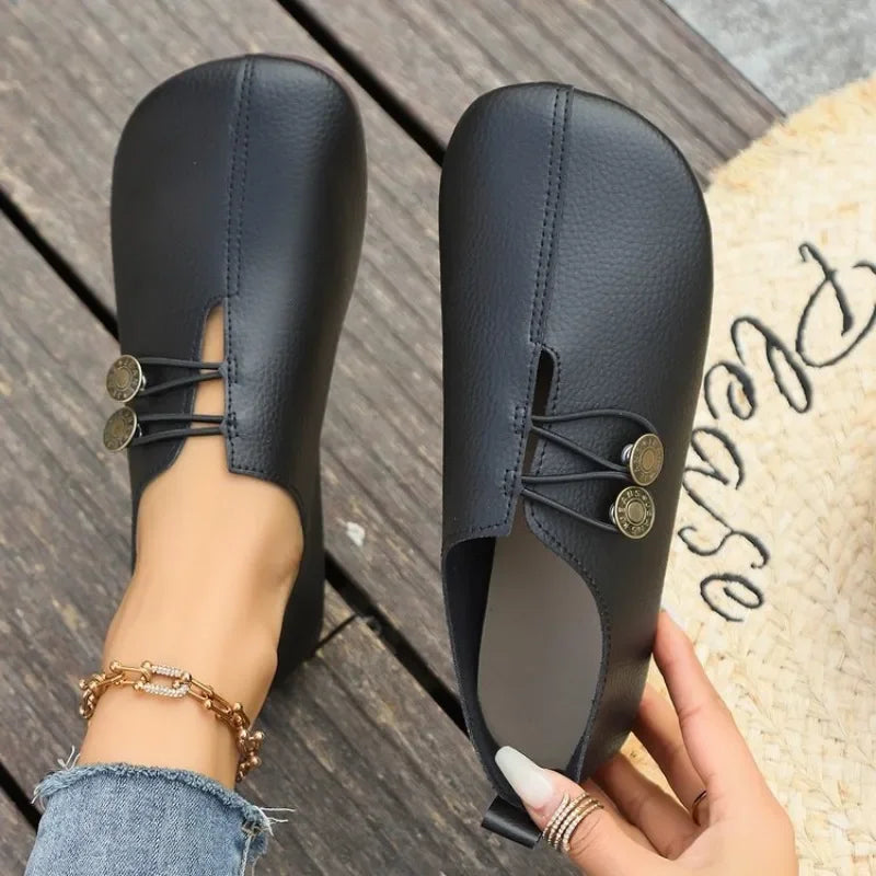 Soft Comfortable Non-slip Walking Light Leather Spring Flats Loafers