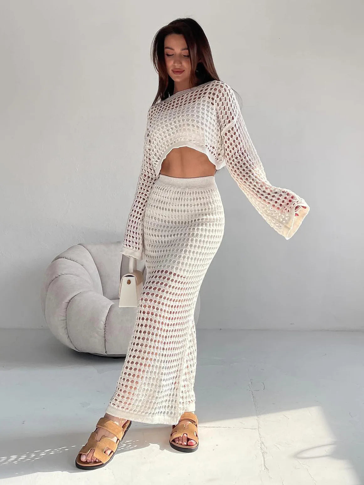 Dressbetty - Summer Thin Knit Mesh Hollow-out Skirt