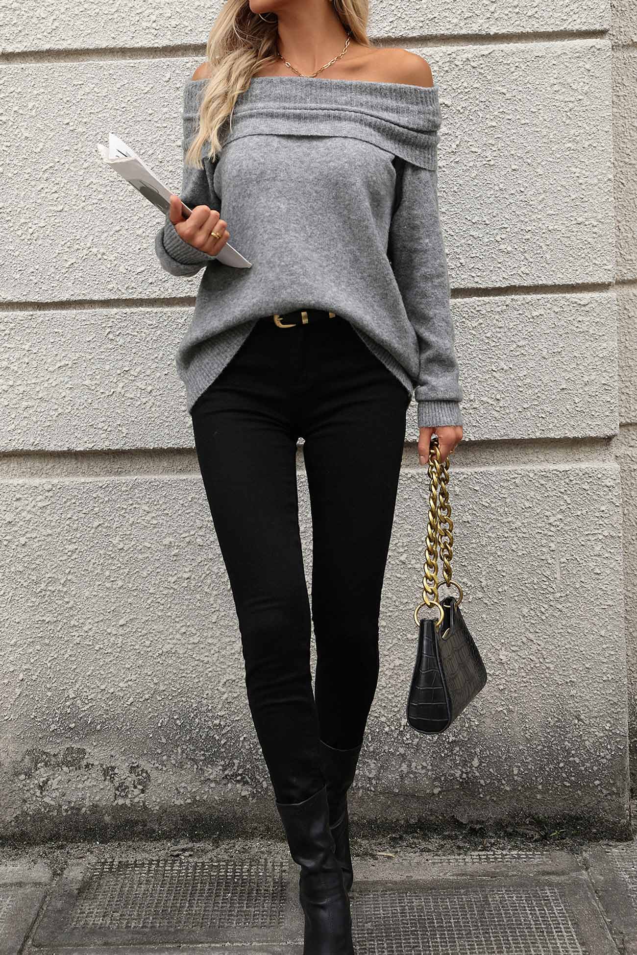 Stacked Collar Pullover Sweater