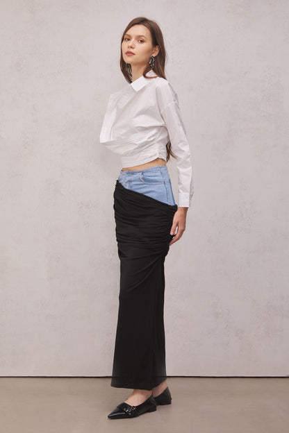 Melody Draped Denim Skirt