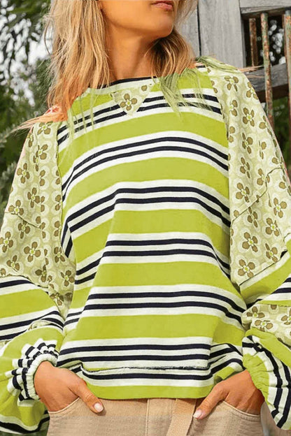 Striped Print Cotton Sweatshirt