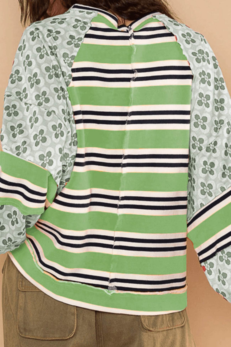 Striped Print Cotton Sweatshirt