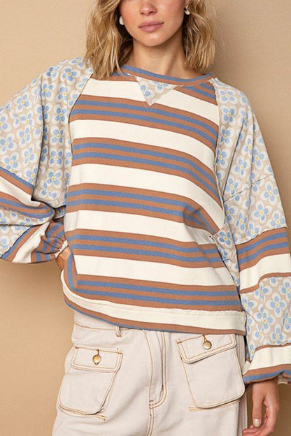 Striped Print Cotton Sweatshirt