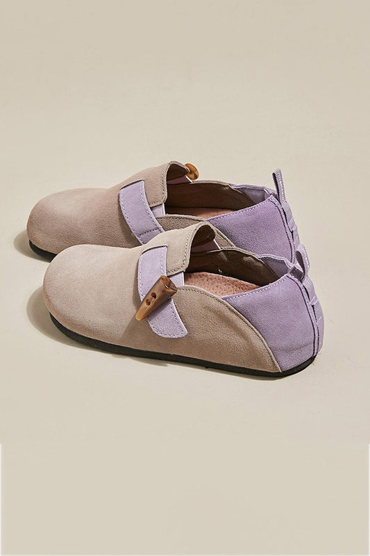 Suede Color Patchwork Slip-on Flats