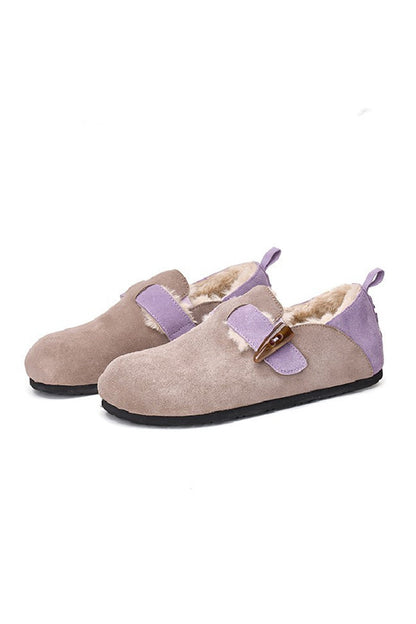 Suede Color Patchwork Slip-on Flats