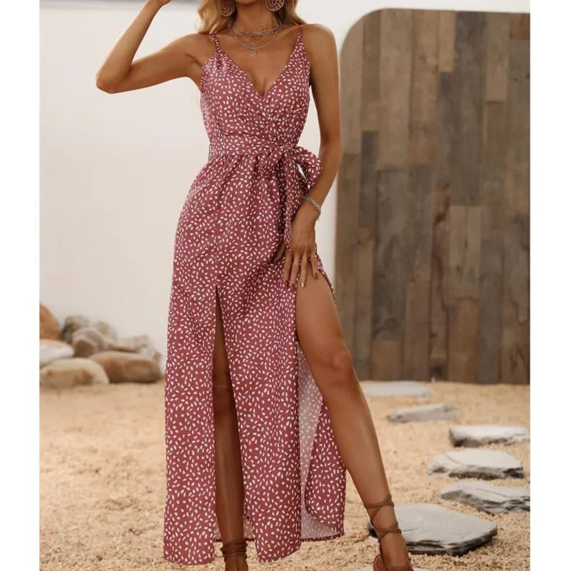 Backless Bandage Beach Black Sleeveless Midi Dresses