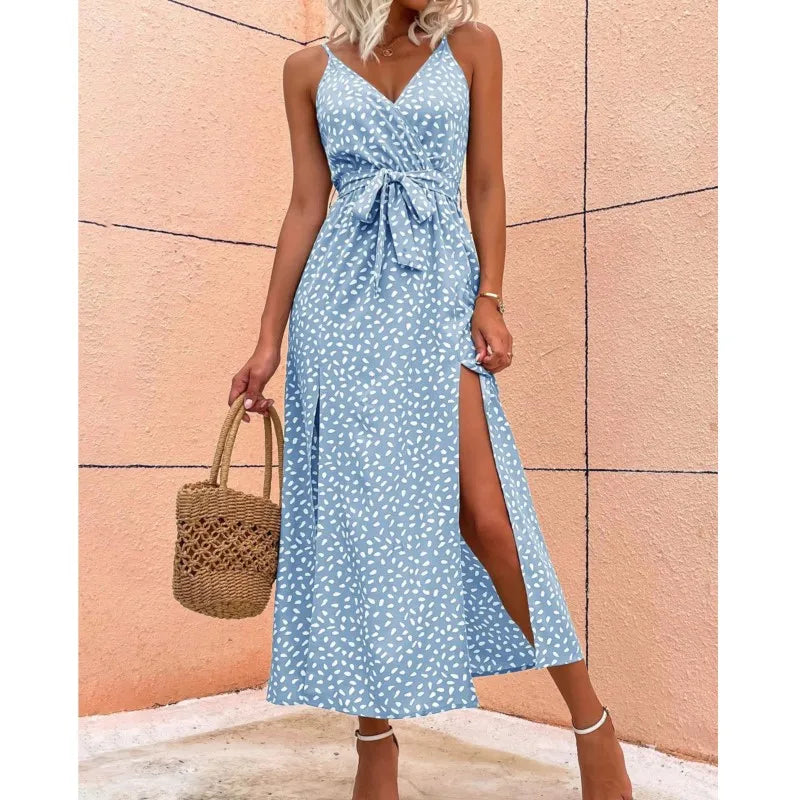 Backless Bandage Beach Black Sleeveless Midi Dresses