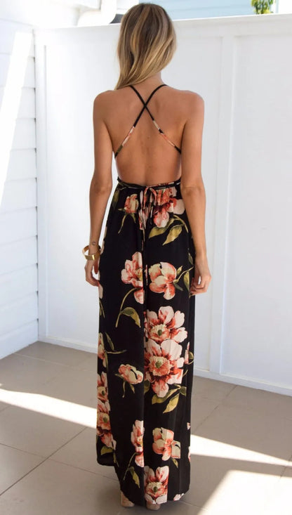 Summer Pleated Backless Robe Evenning- Midi Dresses