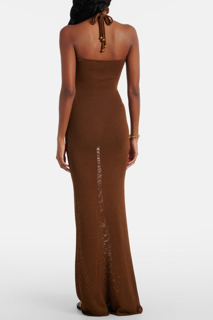 Svetla Halter Knitted Maxi Dress