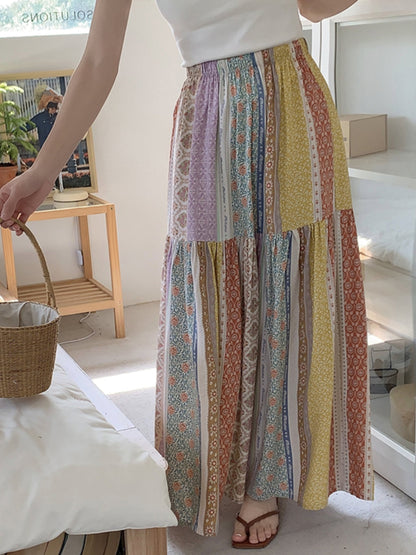 Sweet Cotton Skirt _ Summer Crinkled Midi Skirt for Flowy Skirt
