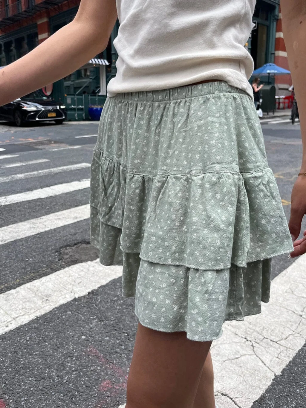 Dressbetty - Sweet Print High Waist Mini Bud Skirt