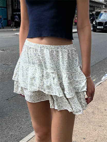 Dressbetty - Sweet Print High Waist Mini Bud Skirt