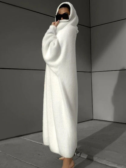 Loose Trench Coat for Lace Up Hooded Wrap Coats ’s Street Winter Warm Coat Femme New