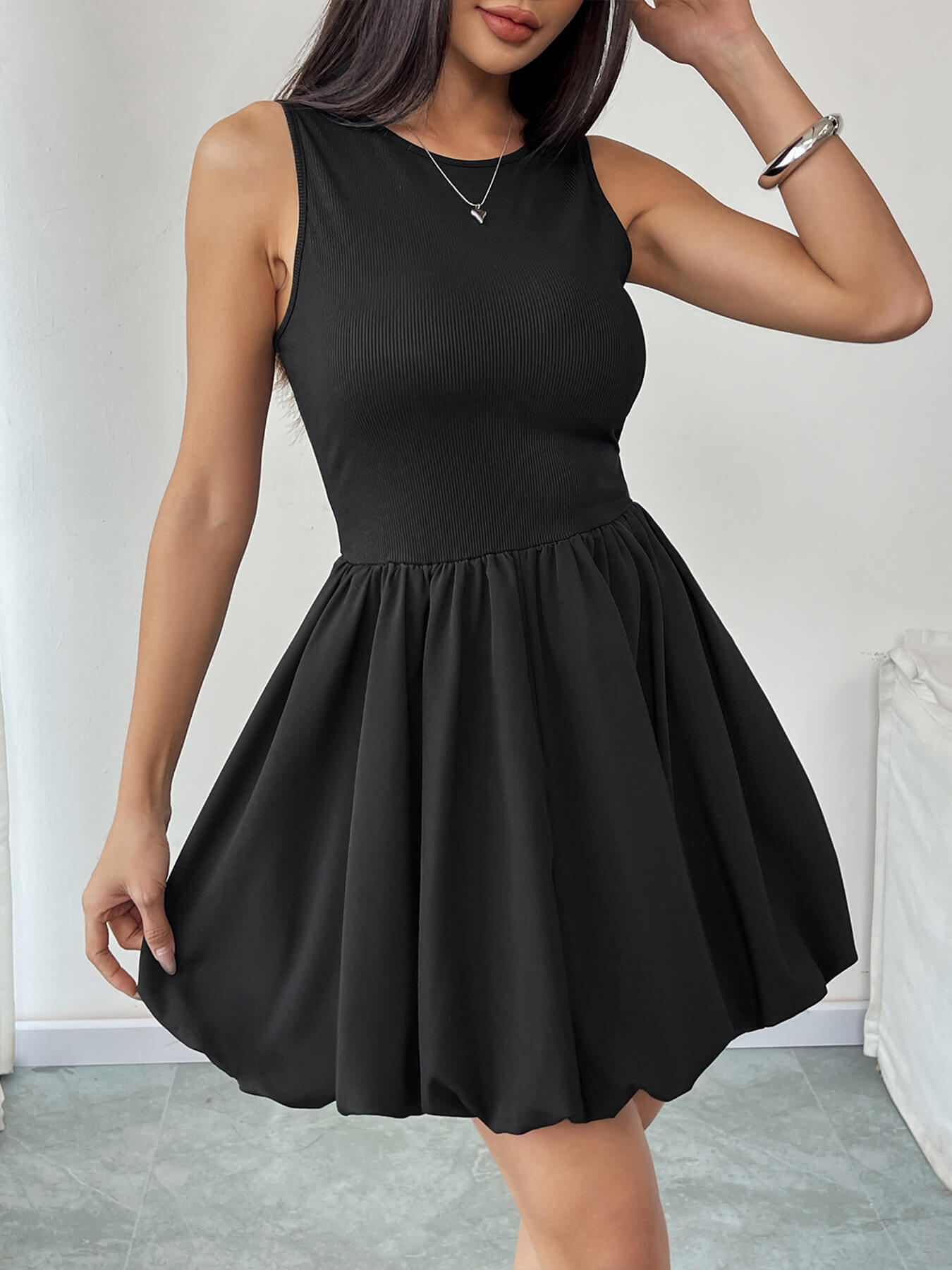 Aileen Fit and Flare Puffy Skirt Mini Dress