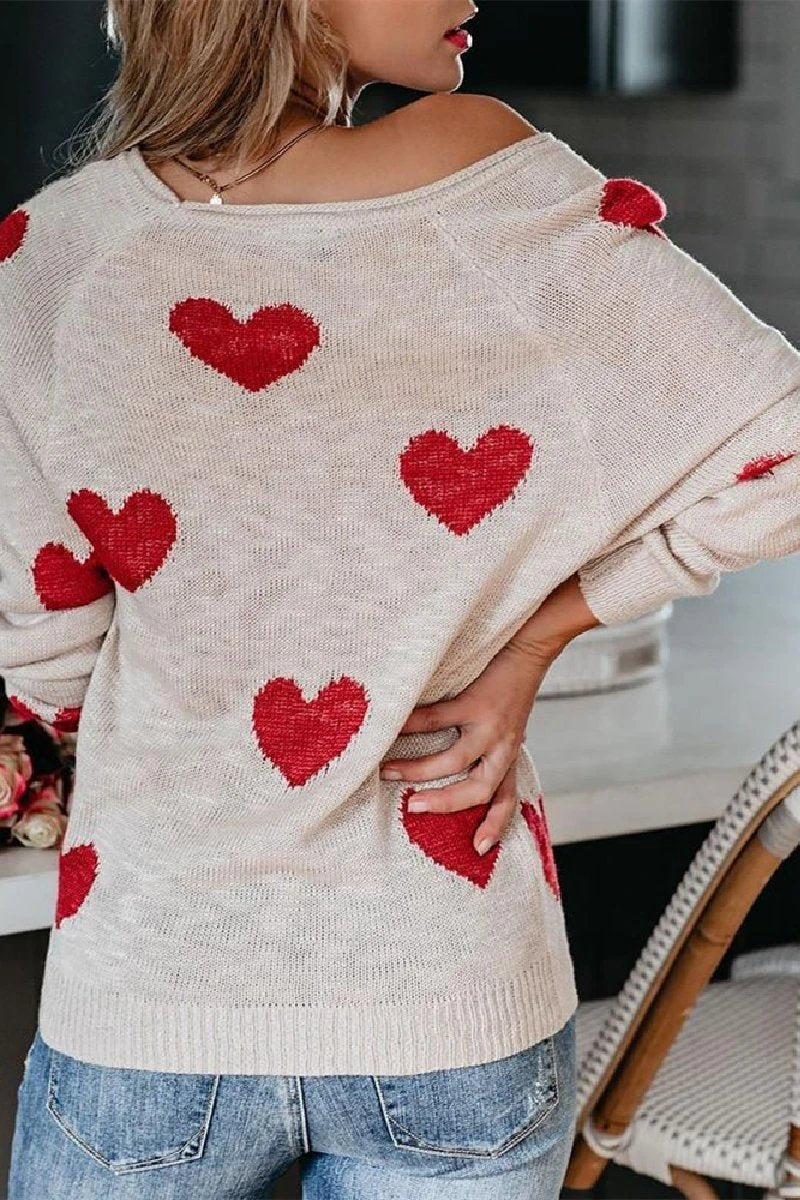 Loose V-neck Love Knitted Sweater(5 Colors)