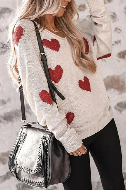 Loose V-neck Love Knitted Sweater(5 Colors)