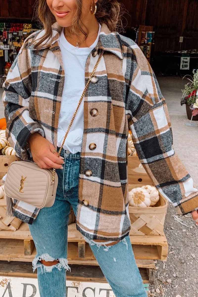 Big Plaid Coat Tops(6 Colors)