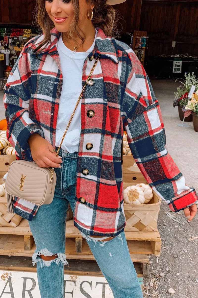 Big Plaid Coat Tops(6 Colors)