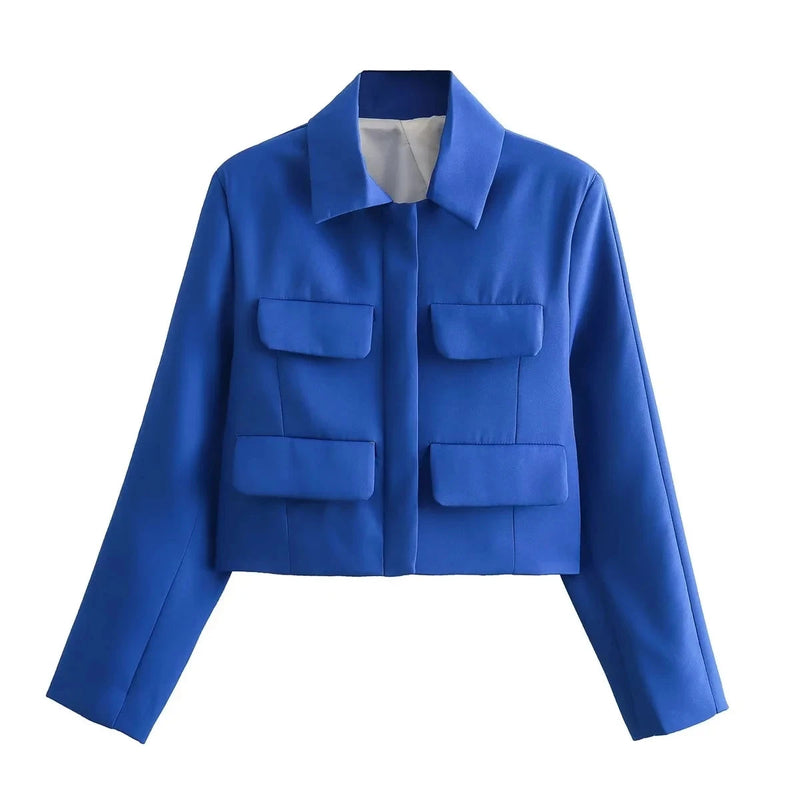 Turn Down Long Pocket Autumn Coat