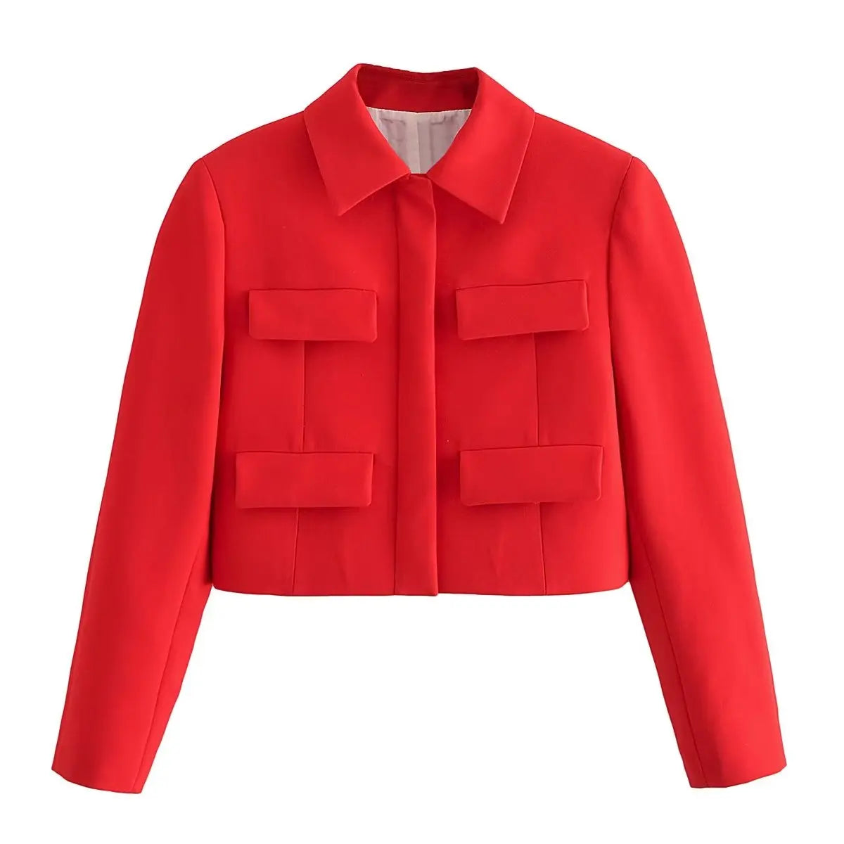 Turn Down Long Pocket Autumn Coat