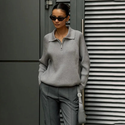 Zipper Long Sleeve Pullover Loose Warm Christmas Sweater