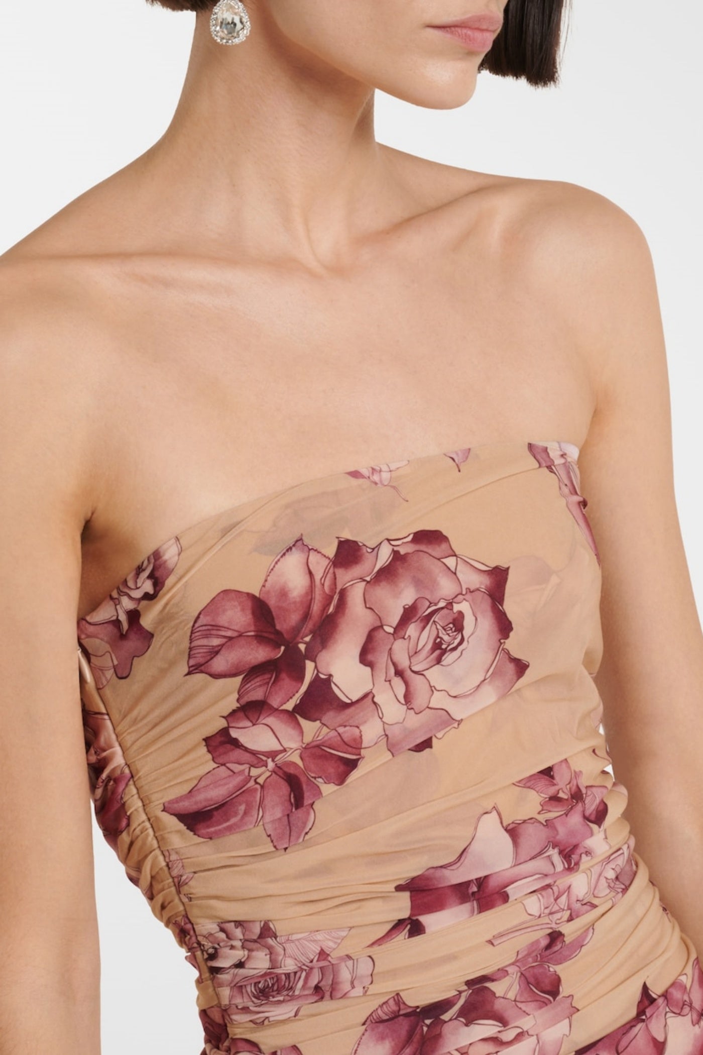 Taysia Strapless Ruched Midi Dress