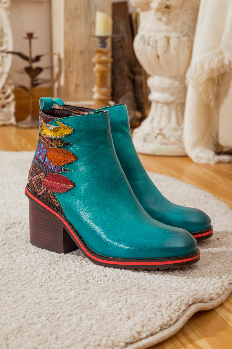 Soffia | Art of Fall Block Heel Leather Ankle Boot