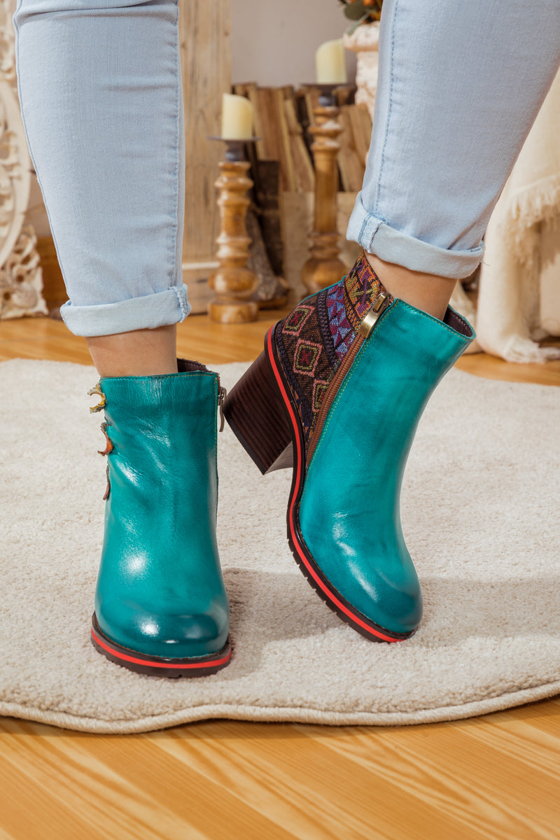 Soffia | Art of Fall Block Heel Leather Ankle Boot