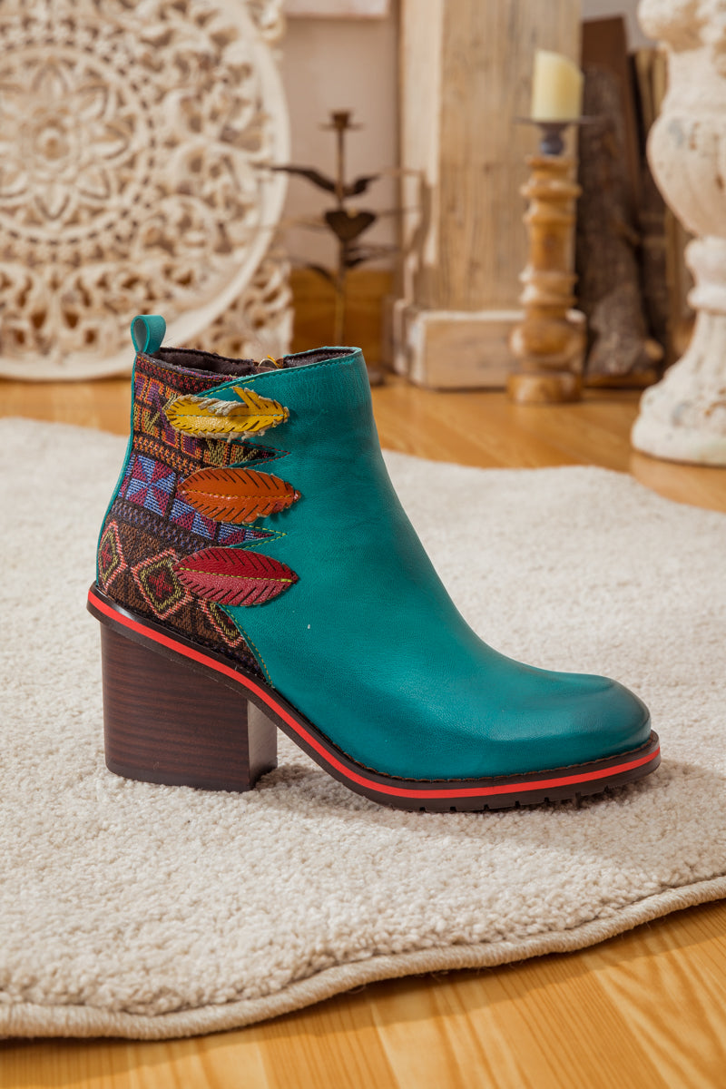 Soffia | Art of Fall Block Heel Leather Ankle Boot