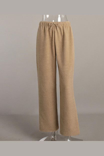 Teddy Boucle Plush Wide Leg Pants